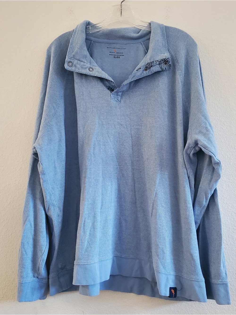 Margaritaville Light Blue Men's Quarter Button Front Pullover Sweater